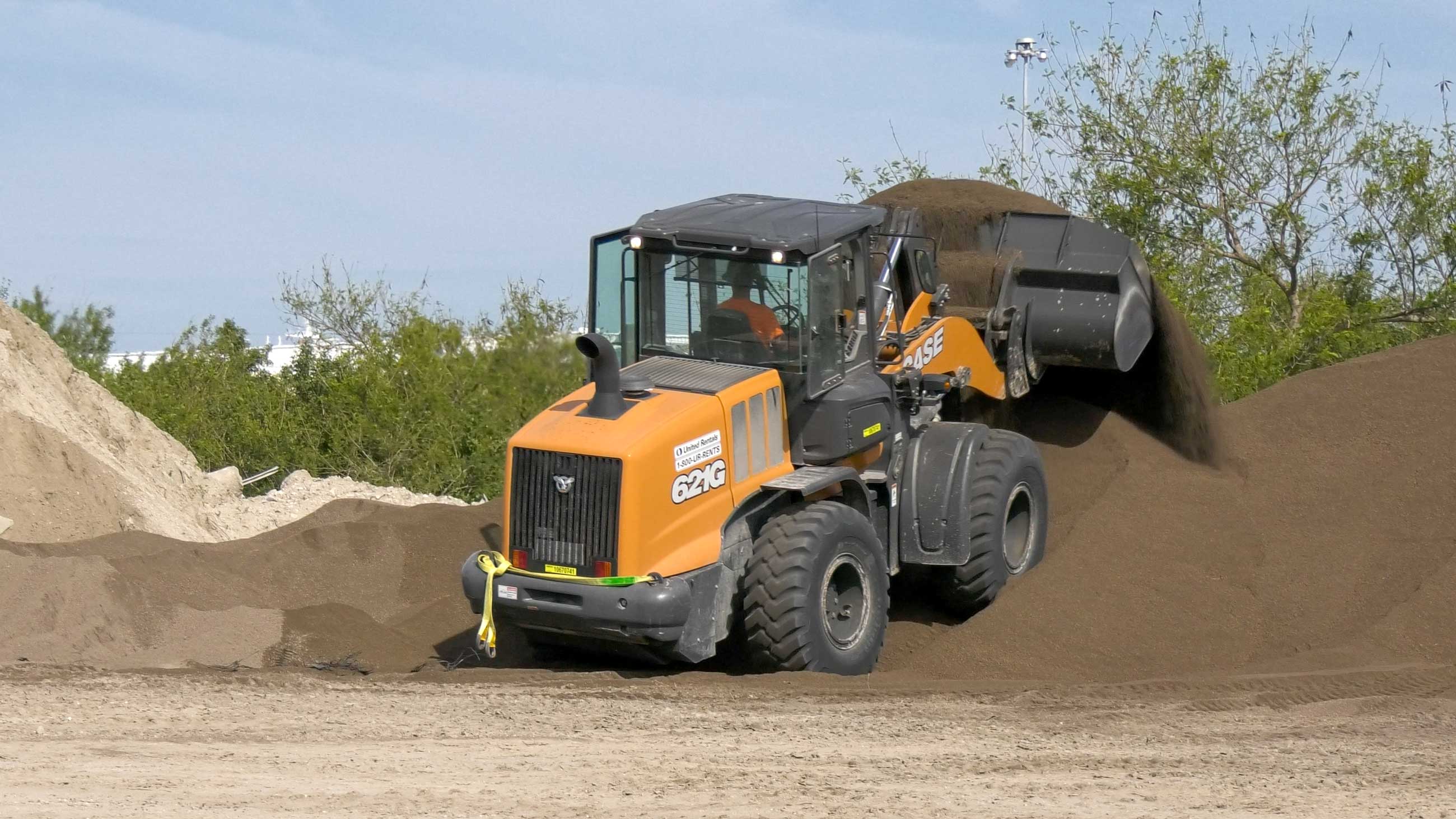 Stockpile of lightweight aggregate near the jobsite.